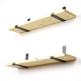 Hanah Home Lam008 Estantería Decorativa de Madera, 100% Abeto y Metal, Negro y Roble, 60x16x14 cm